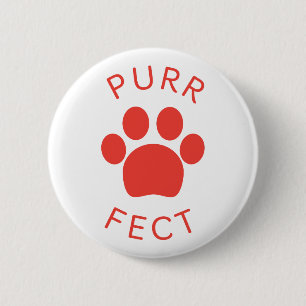 Cat Perfect Red Spint Paw Print Ronde Button 5,7 Cm