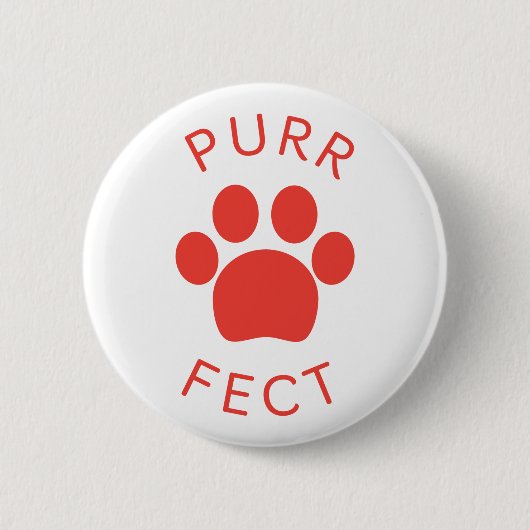 Cat Perfect Red Spint Paw Print Ronde Button 5,7 Cm (Voorkant)