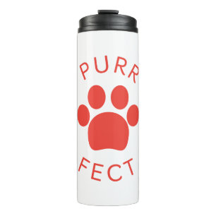 Cat Perfect Red Spint Paw Print Thermosbeker