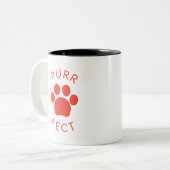 Cat Perfect Red Spint Paw Print Tweekleurige Koffiemok (Voorkant links)