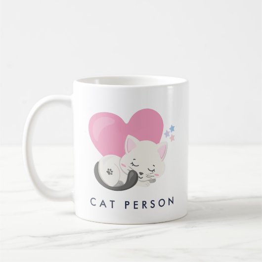 Cat Persbericht Cute White Kitty Cat Slapen Koffiemok (Links)
