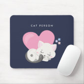 Cat Persbericht Cute White Kitty Cat Slapen Muismat (Met muis)