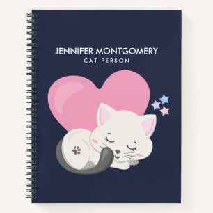Cat Persbericht Cute White Kitty Cat Slapen Notitieboek