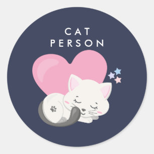 Cat Persbericht Cute White Kitty Cat Slapen Ronde Sticker