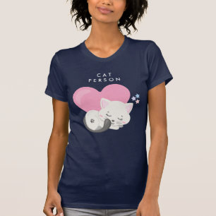 Cat Persbericht Cute White Kitty Cat Slapen T-shirt