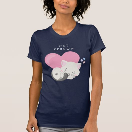 Cat Persbericht Cute White Kitty Cat Slapen T-shirt (Voorkant)