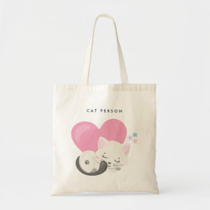 Cat Persbericht Cute White Kitty Cat Slapen Tote Bag