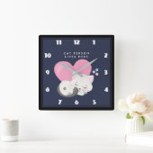 Cat Persbericht Cute White Kitty Cat Slapen Vierkante Klok (Huis)