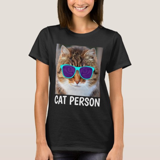 CAT PERSON, Funny Cat met zonnebrillen T-shirts (Voorkant)