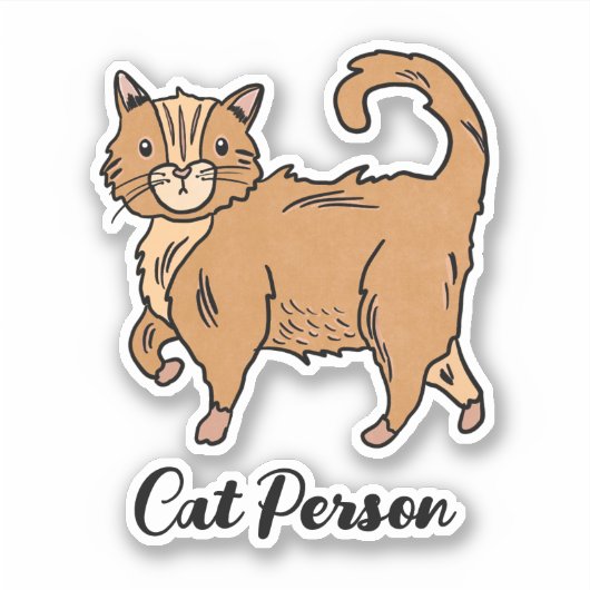 Cat Person Oranje Tabby Sticker (Voorkant)
