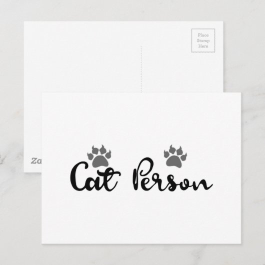 Cat Person Typografie Art Briefkaart (Voorkant / Achterkant)