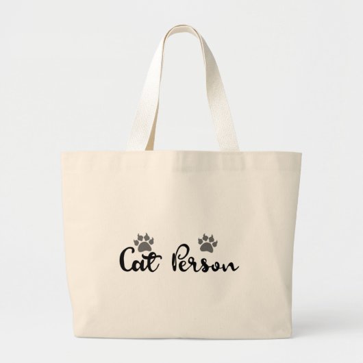 Cat Person Typografie Art Grote Tote Bag (Voorkant)