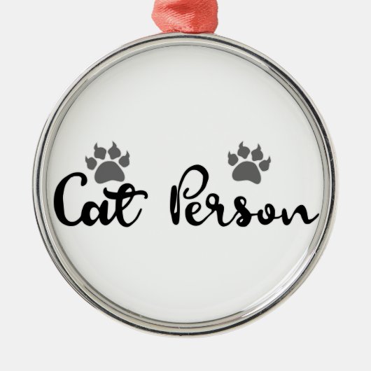 Cat Person Typografie Art Metalen Ornament (Voorkant)