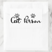 Cat Person Typografie Art Rechthoekige Sticker (Tas)