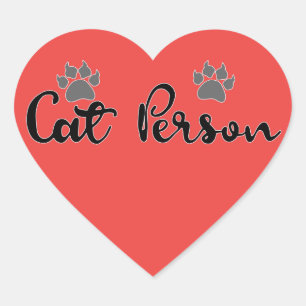 Cat Person Typografie Art Red Background Hart Sticker
