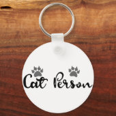 Cat Person Typografie Art Sleutelhanger (Voorkant)