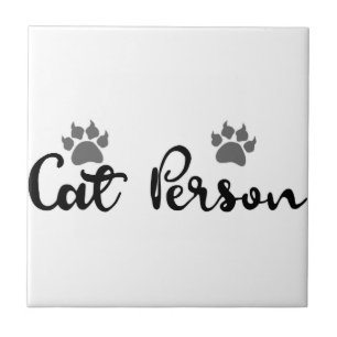 Cat Person Typografie Art Tegeltje