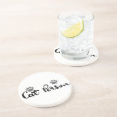 Cat Person Typografie Art Zandsteen Onderzetter (Zijkant)