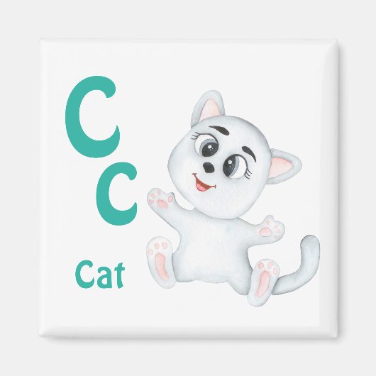 Cat personaliseer ABC: Letter C - Jouw namen toevo Magneet (Voorkant)