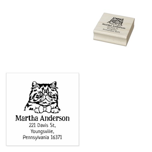 Cat Perzisch retouradres Rubberstempel (Gestempeld)