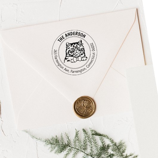 Cat Perzische familie retouradres Rubberstempel