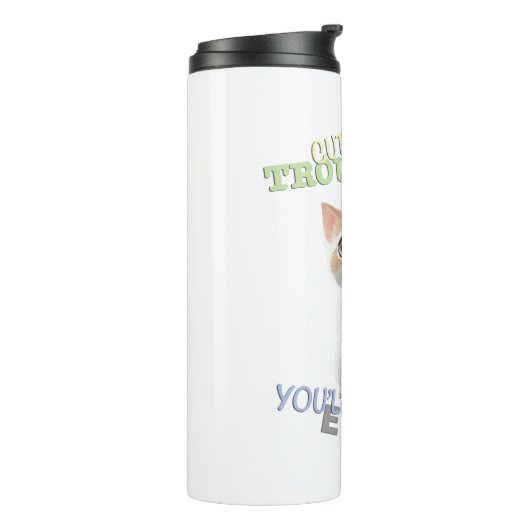 Cat Pet Cuttest Trouble Maker Leuk Schattig Grappi Thermosbeker (Gedraaid links)