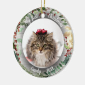 Cat Pet First Kerstfoto Rusti Wreaths Keramisch Ornament (Links)