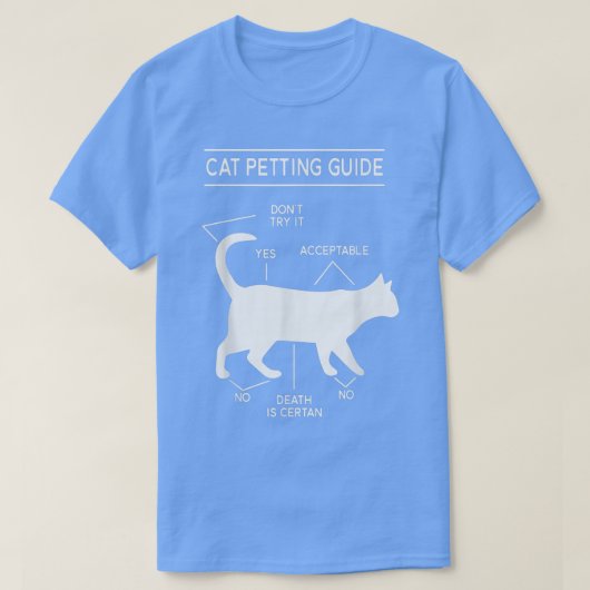 Cat Petting Guide Tee Shirt Funny Novelty Graphic (Design voorkant)