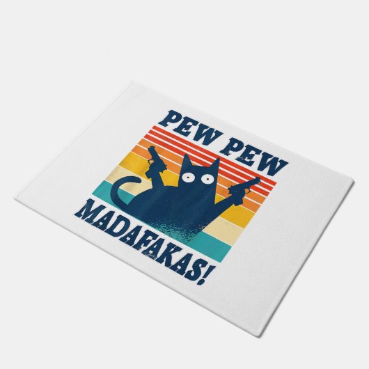 Cat Pew Pew Madafakas Crazy Cat Pistool Deurmat (Schuin)