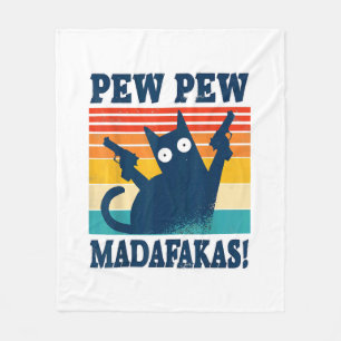 Cat Pew Pew Madafakas Crazy Cat Pistool Fleece Deken