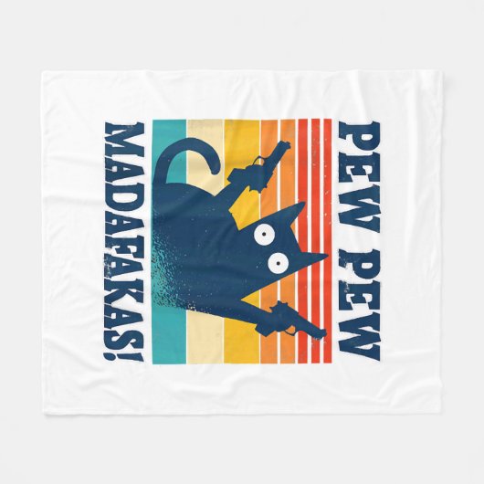Cat Pew Pew Madafakas Crazy Cat Pistool Fleece Deken (Voorkant (Horizontaal))