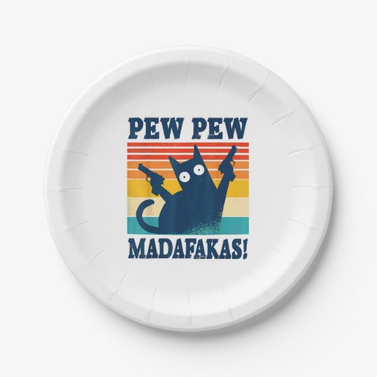 Cat Pew Pew Madafakas Crazy Cat Pistool Papieren Bordje (Voorkant)
