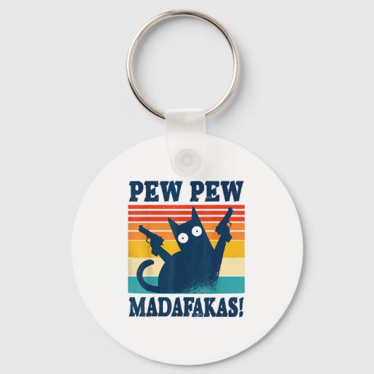 Cat Pew Pew Madafakas Crazy Cat Pistool Sleutelhanger (Voorkant)