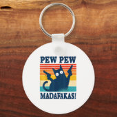 Cat Pew Pew Madafakas Crazy Cat Pistool Sleutelhanger (Voorkant)