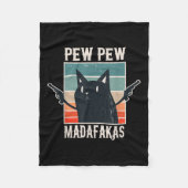 Cat Pew Pew Madafakas Retro Gift Fleece Deken (Voorkant)