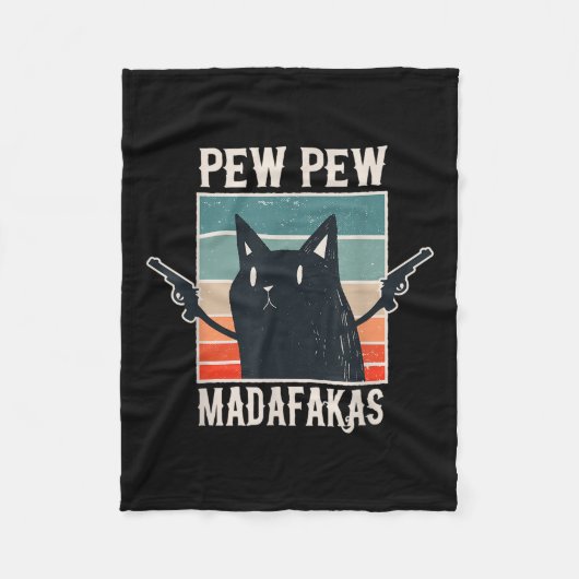 Cat Pew Pew Madafakas Retro Gift Fleece Deken (Voorkant)