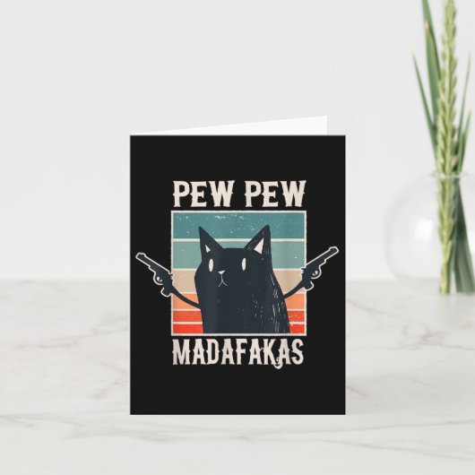 Cat Pew Pew Madafakas Retro Gift Kaart (Voorkant)
