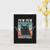 Cat Pew Pew Madafakas Retro Gift Kaart (Gele Bloem)