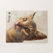Cat Photo Afbeelding Gepersonaliseerde Sjabloon Legpuzzel (Horizontaal)