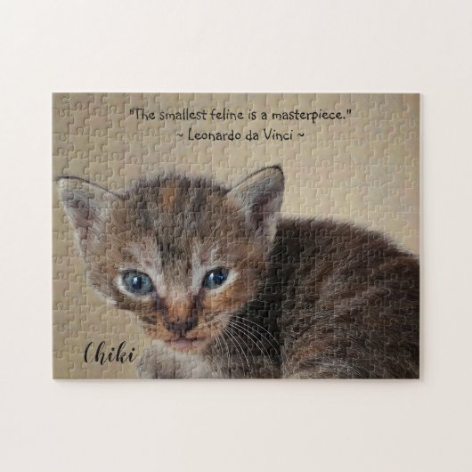 Cat Photo Afbeelding Gepersonaliseerde Sjabloon Legpuzzel (Horizontaal)