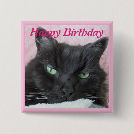Cat Photo Birthday Vierkante Button 5,1 Cm