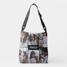 Cat Photo Collage Monogrammed Crossbody Tas