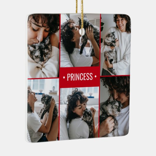 Cat Photo Collage Monogrammed Keramisch Ornament (Rechts)