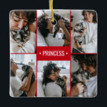 Cat Photo Collage Monogrammed Keramisch Ornament<br><div class="desc">This fabulous ornament with 6 foto's of your favorite furry family member is perfect for hanging on your tree. This template was created with cat foto's but could easily be any type of animal - dog, horse, bunny, gerbil, mouse, snake. It is super easy to make this Christmas ornament your...</div>