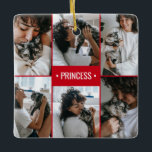 Cat Photo Collage Monogrammed Keramisch Ornament<br><div class="desc">This fabulous ornament with 6 foto's of your favorite furry family member is perfect for hanging on your tree. This template was created with cat foto's but could easily be any type of animal - dog, horse, bunny, gerbil, mouse, snake. It is super easy to make this Christmas ornament your...</div>