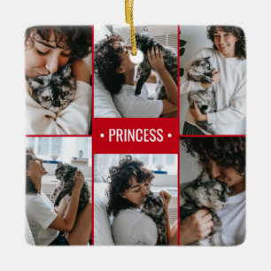 Cat Photo Collage Monogrammed Keramisch Ornament
