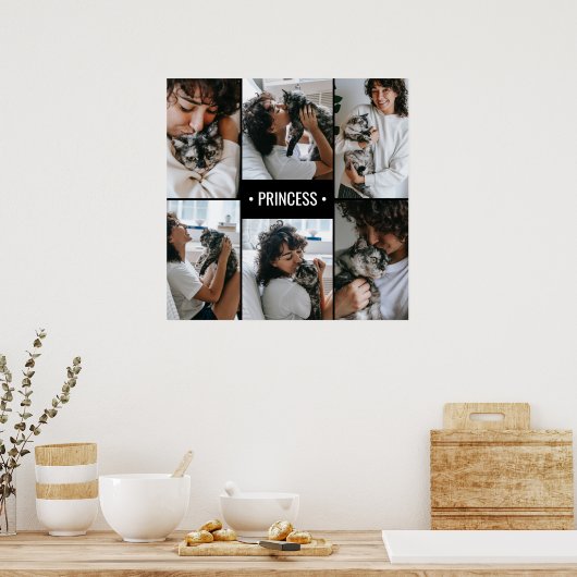 Cat Photo Collage Monogrammed Poster (Keuken)