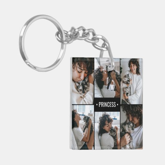 Cat Photo Collage Monogrammed Sleutelhanger (Voorkant Links)