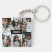 Cat Photo Collage Monogrammed Sleutelhanger (Achterkant)