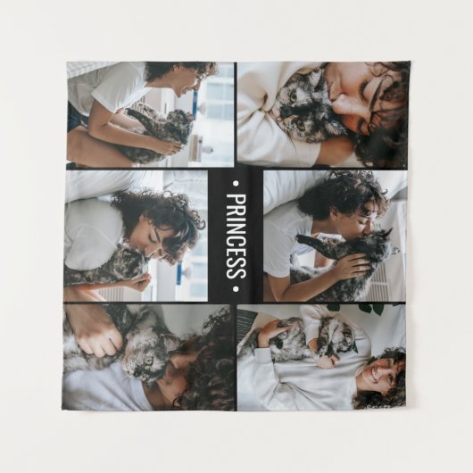 Cat Photo Collage Monogrammed Wandkleed (Voorkant (horizontaal))